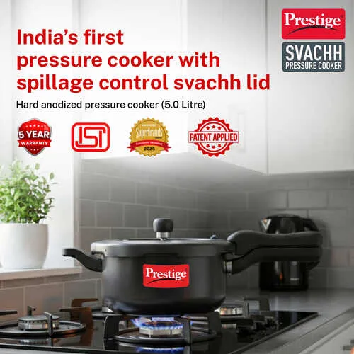  Prestige Svachh Hard Anodised Spillage Control Senior Pressure Cooker, 5 L (Black) - Alternate View
